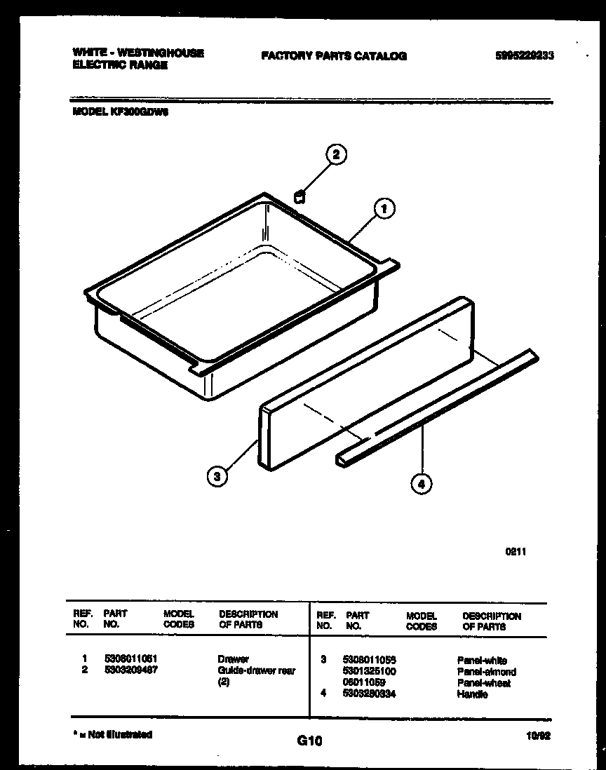 White-Westinghouse KF300GDW6 drawer parts diagram