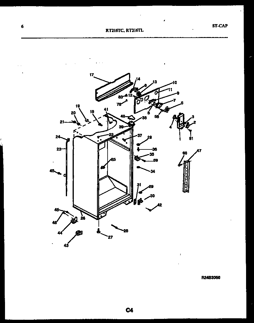 White-Westinghouse RT216TCD0 cabinet parts diagram