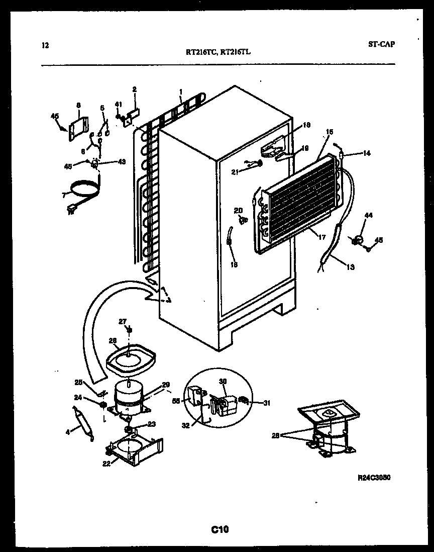 White-Westinghouse RT216TCD0 system and automatic defrost parts diagram