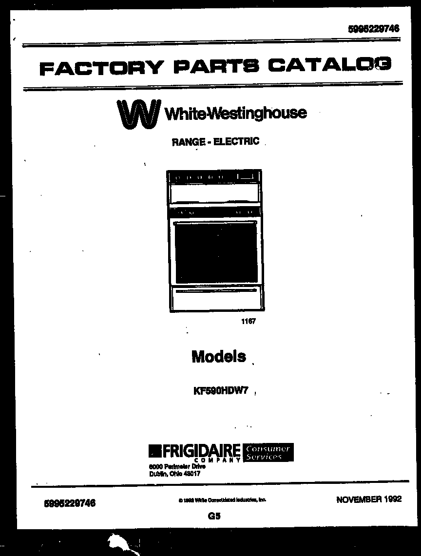 White-Westinghouse KF590HDW7 broiler parts diagram