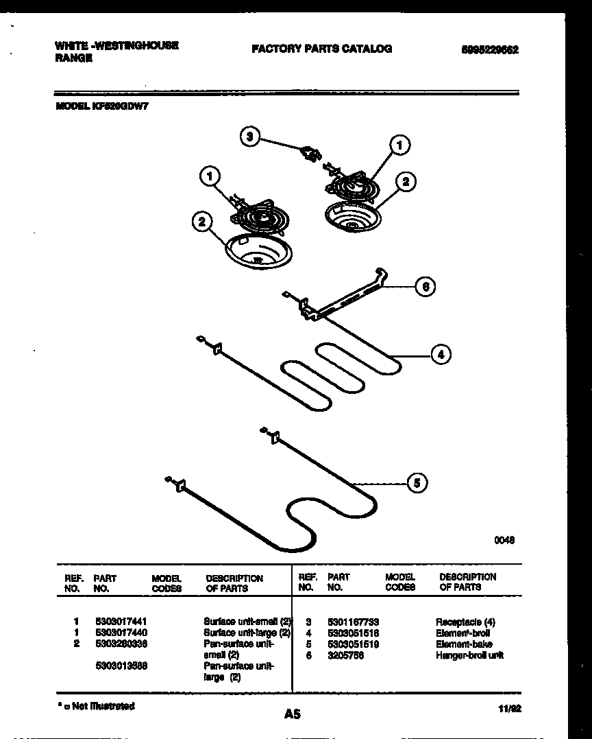 White-Westinghouse KF520GDD7 broiler parts diagram