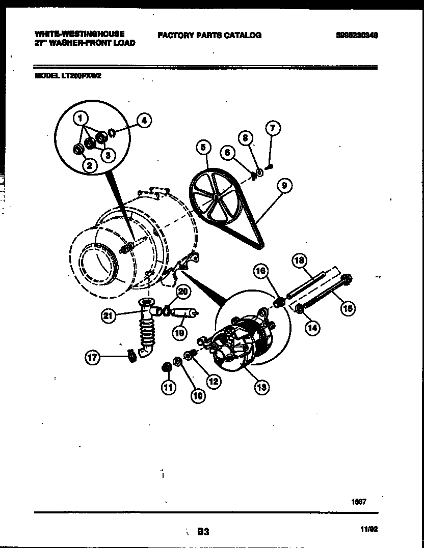 White-Westinghouse LT200PXW2 drive components diagram
