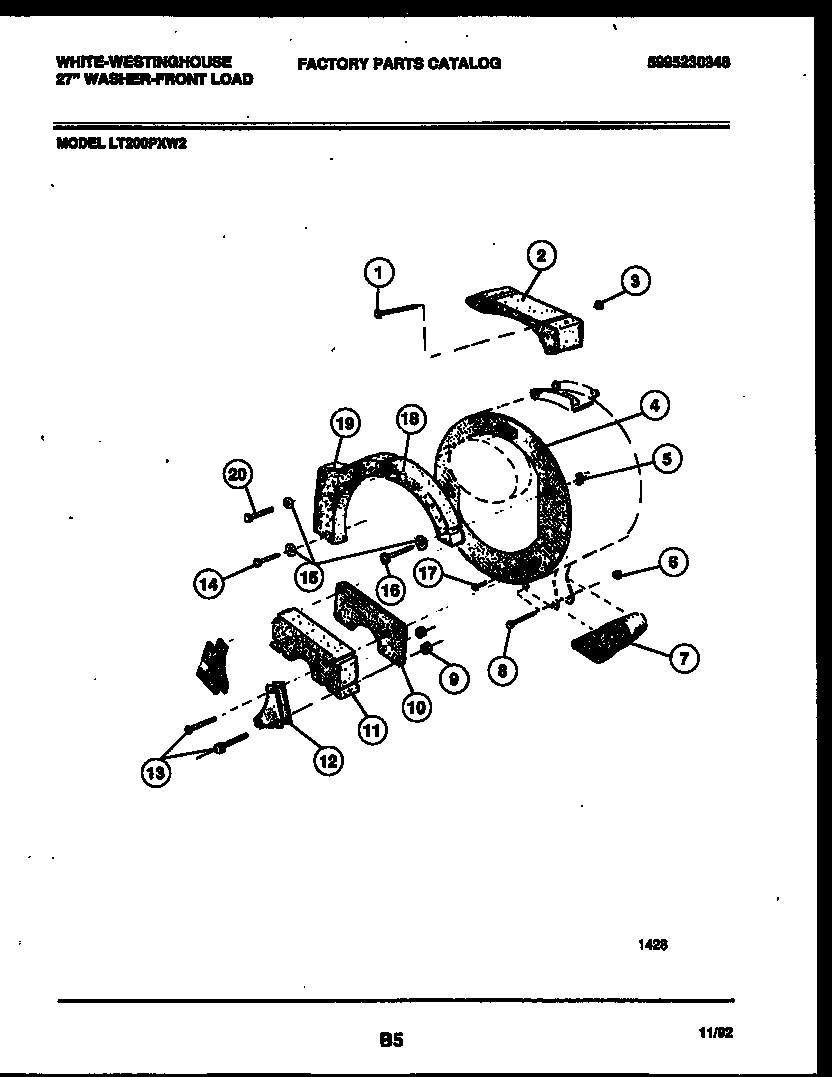 White-Westinghouse LT200PXW2 counterweights diagram