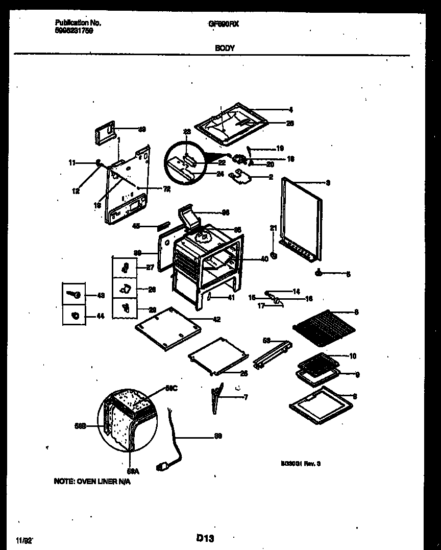 White-Westinghouse GF690RXD2 body parts diagram