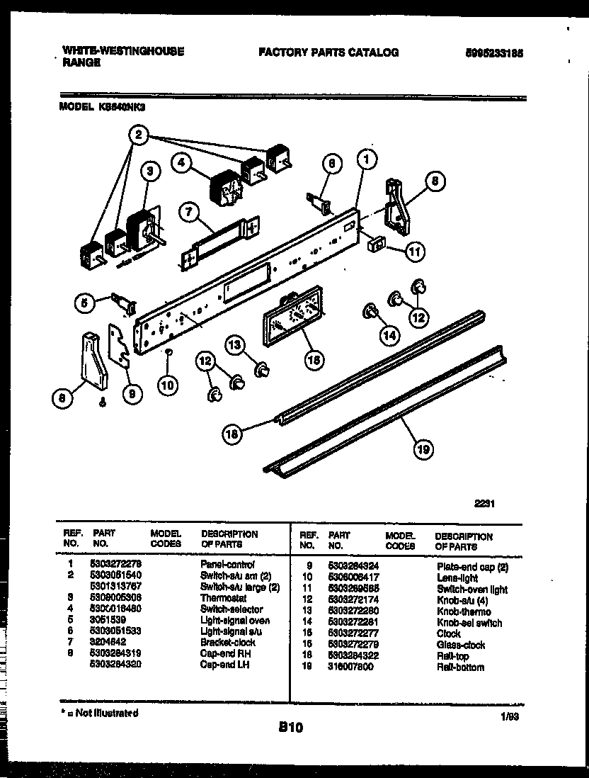 White-Westinghouse KS540NKW3 backguard diagram