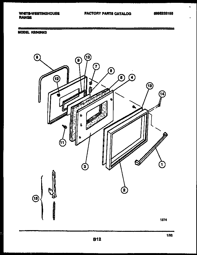 White-Westinghouse KS540NKW3 door parts diagram