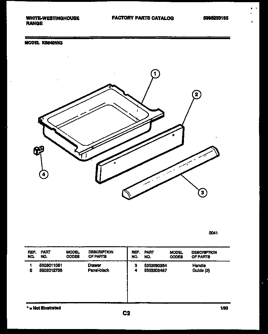 White-Westinghouse KS540NKW3 drawer parts diagram