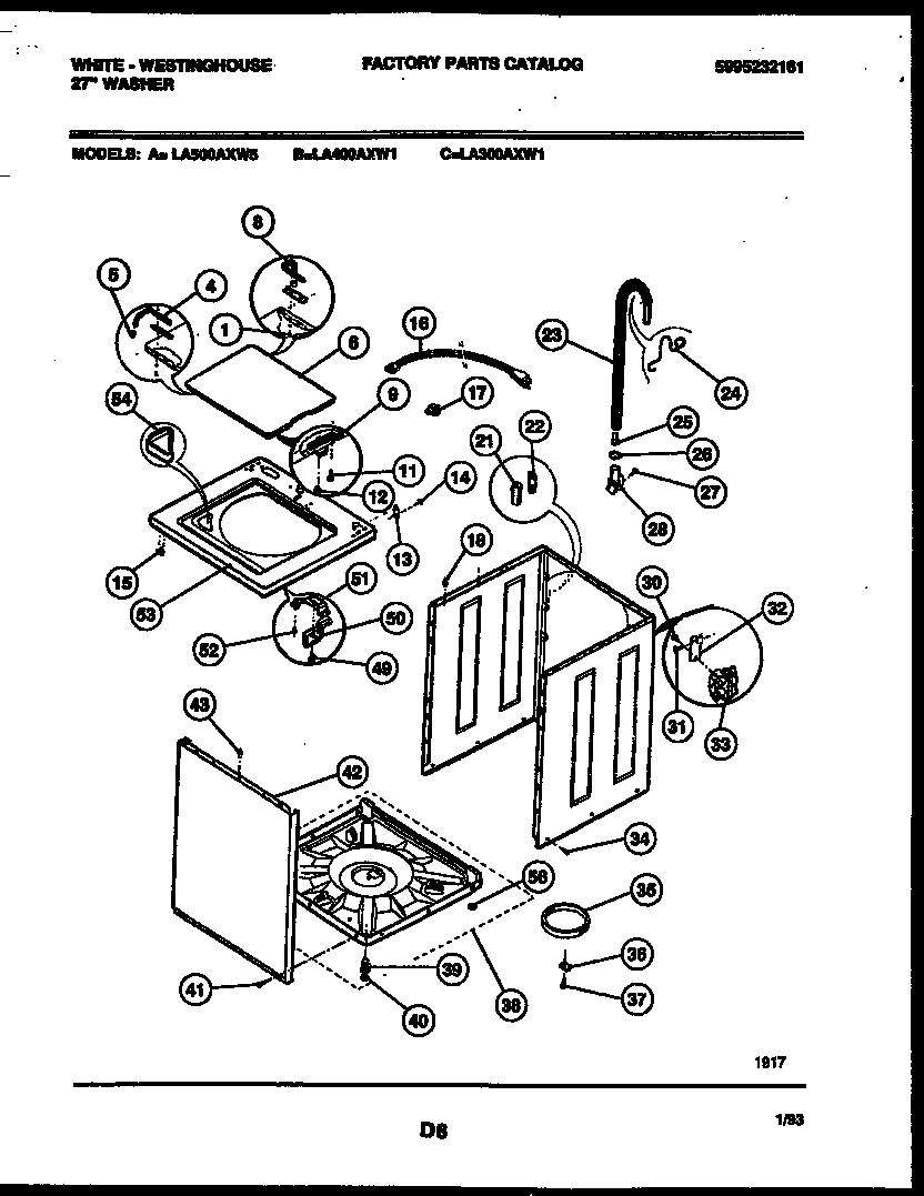 White-Westinghouse LA500AXD5 cabinet parts diagram
