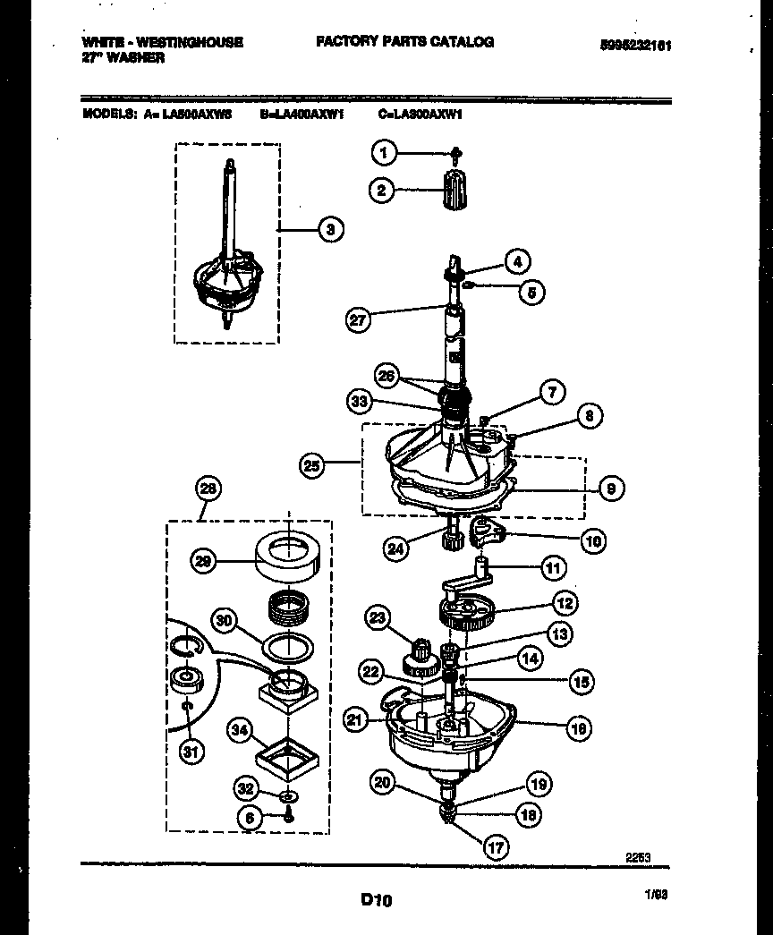 White-Westinghouse LA500AXD5 transmission parts diagram