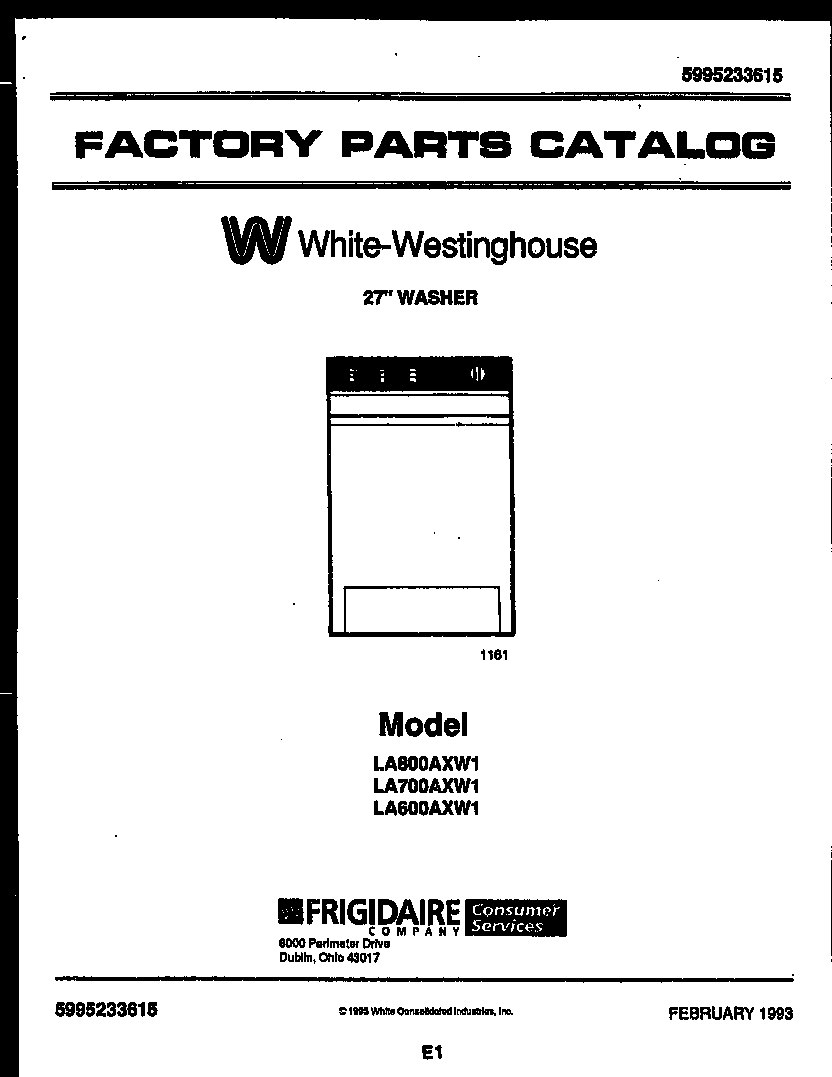 White-Westinghouse LA700AXD1 null diagram