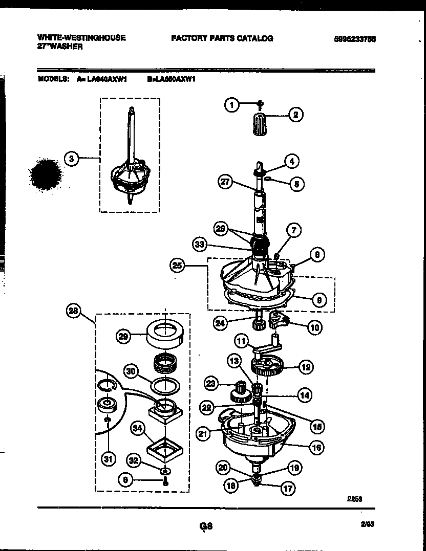 White-Westinghouse LA640AXD1 transmission parts diagram