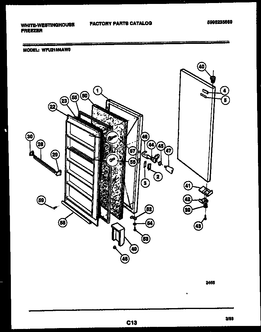 White-Westinghouse WFU21M4AW0 door parts diagram