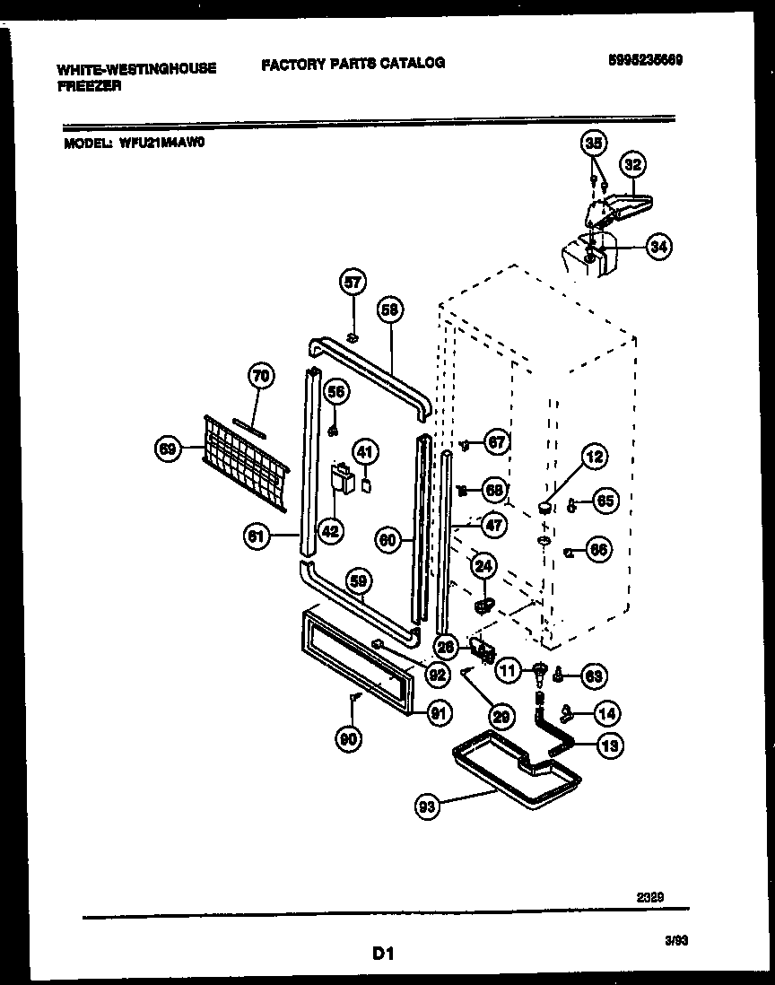 White-Westinghouse WFU21M4AW0 cabinet parts diagram