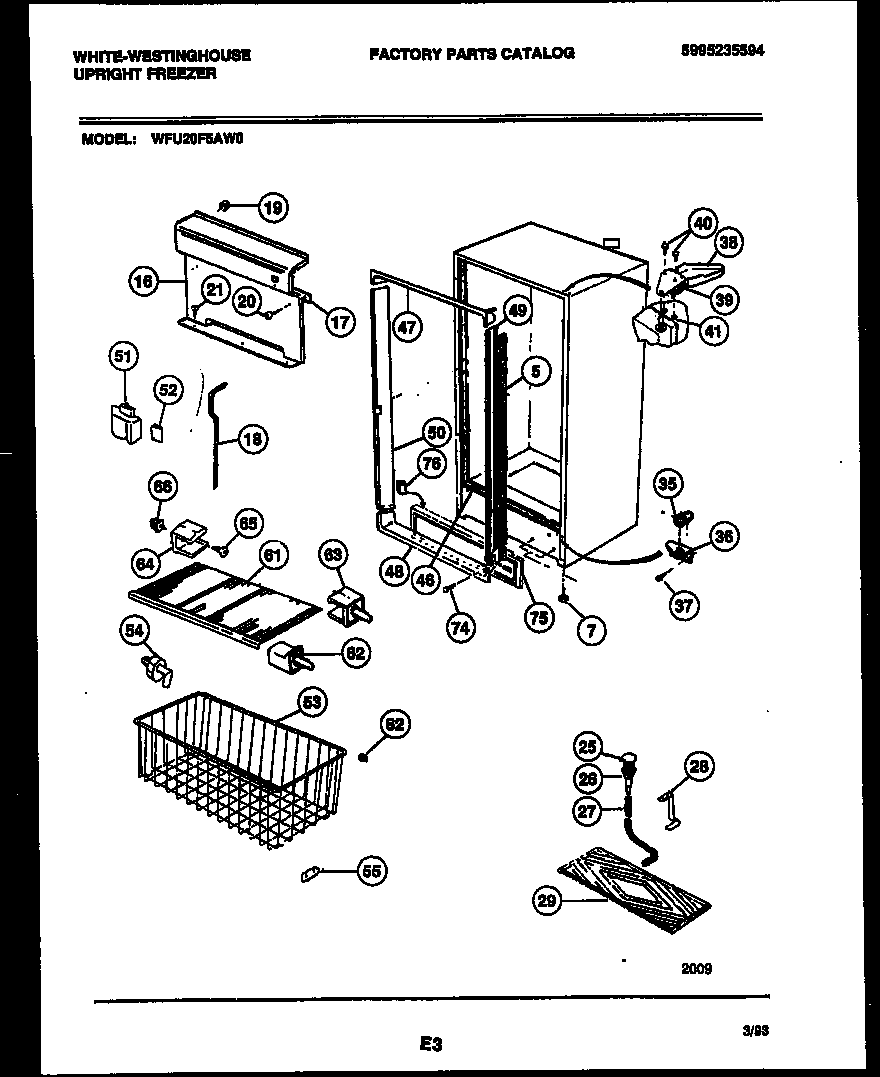 White-Westinghouse WFU20F5AW0 cabinet parts diagram
