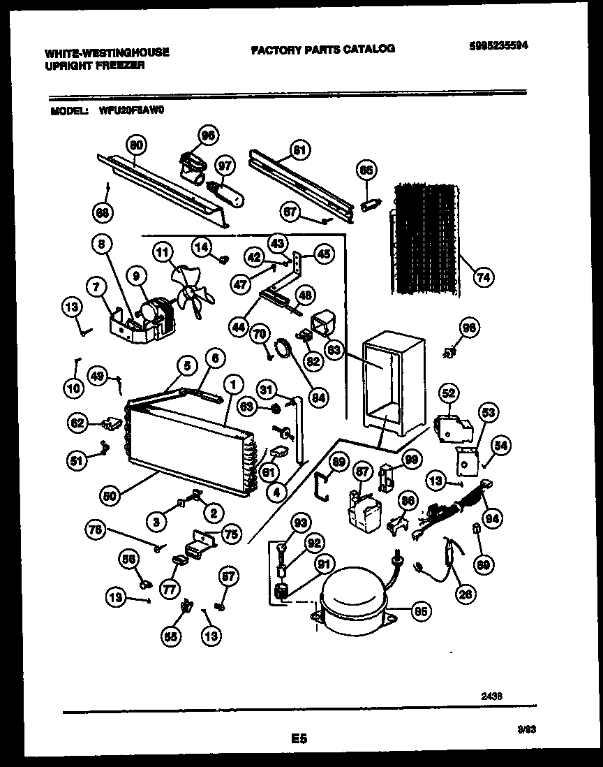 White-Westinghouse WFU20F5AW0 system and electrical parts diagram