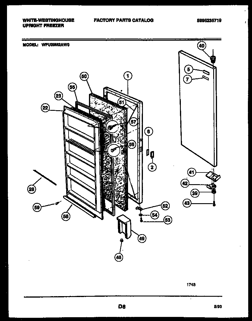 White-Westinghouse WFU09M2AW0 door parts diagram