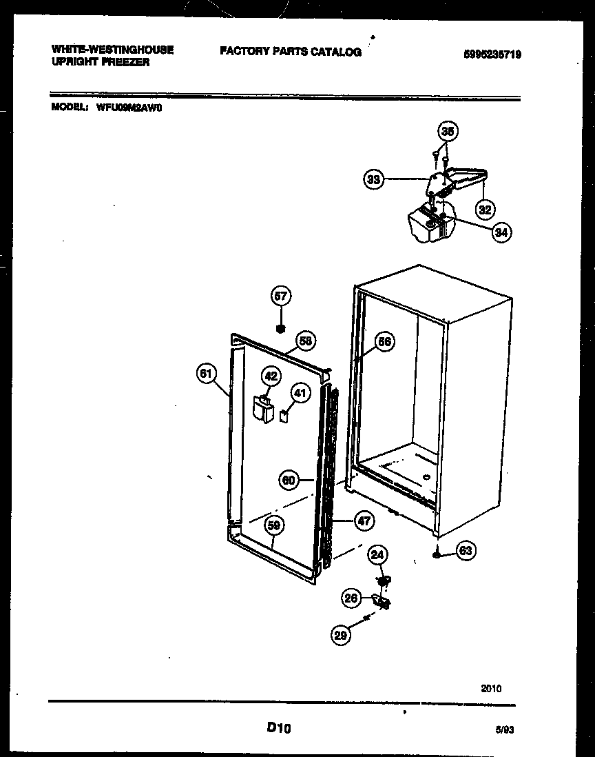 White-Westinghouse WFU09M2AW0 cabinet parts diagram