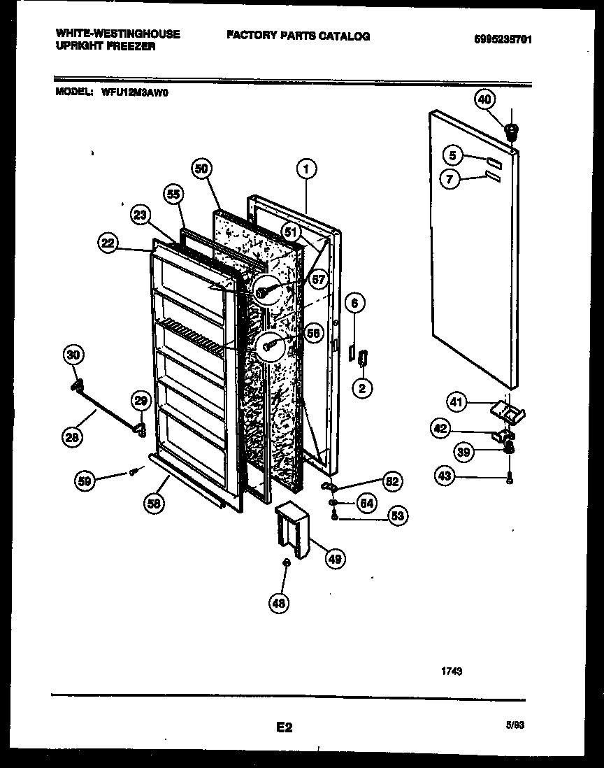White-Westinghouse WFU12M3AW0 door parts diagram