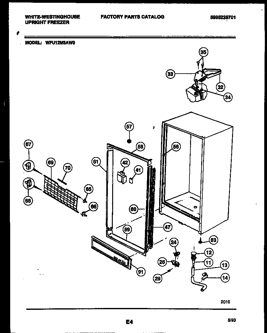 White-Westinghouse WFU12M3AW0 cabinet parts diagram