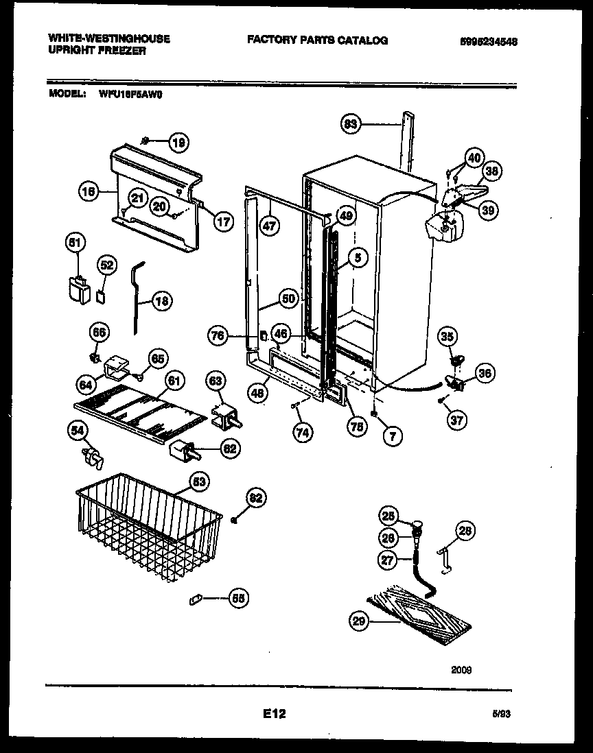 White-Westinghouse WFU16F5AW0 cabinet parts diagram