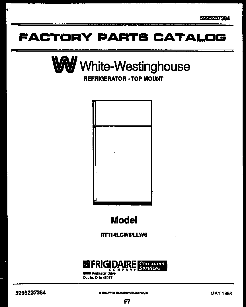 White-Westinghouse RT114LCW6 cover page diagram