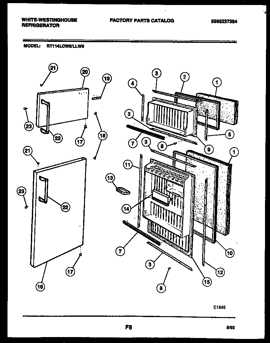 White-Westinghouse RT114LCW6 door parts diagram