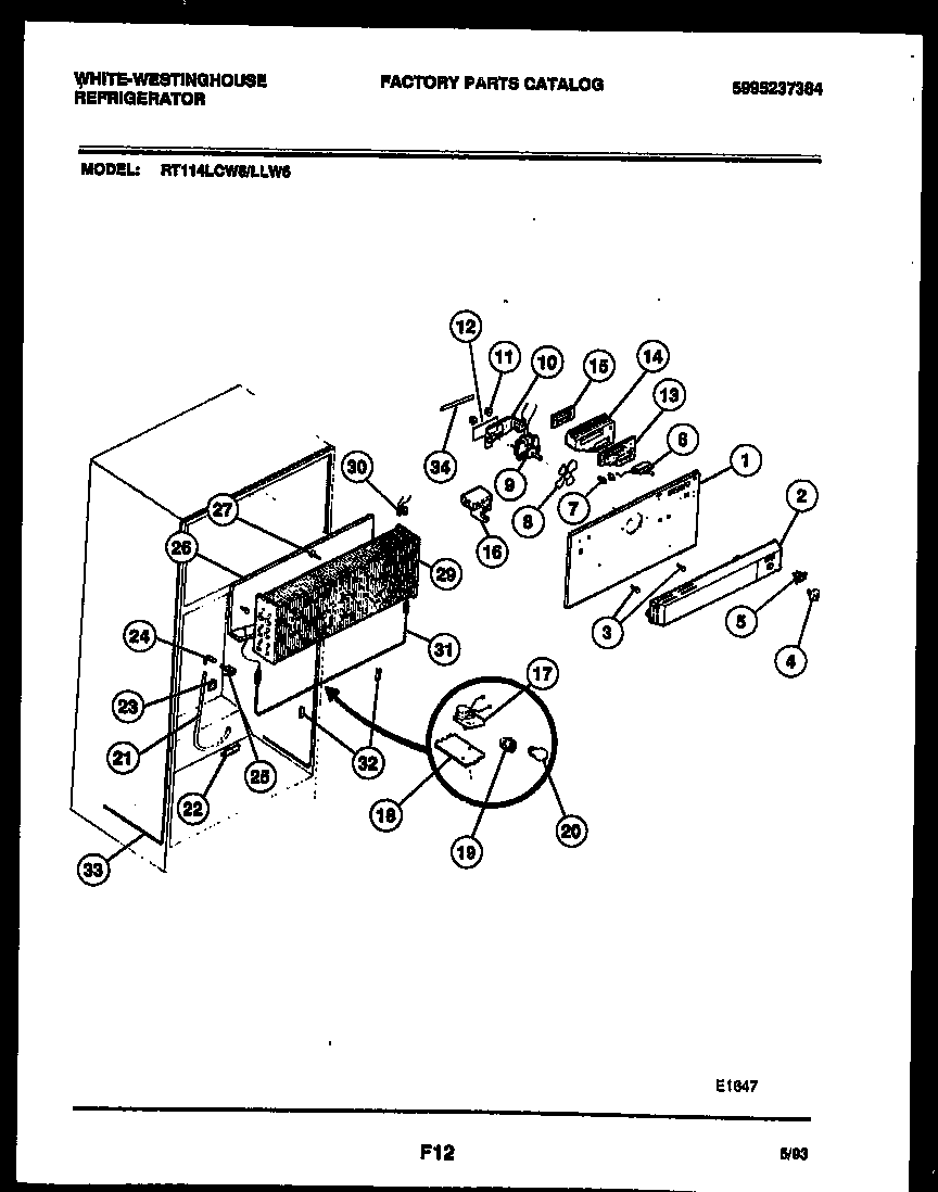 White-Westinghouse RT114LCW6 inner parts diagram
