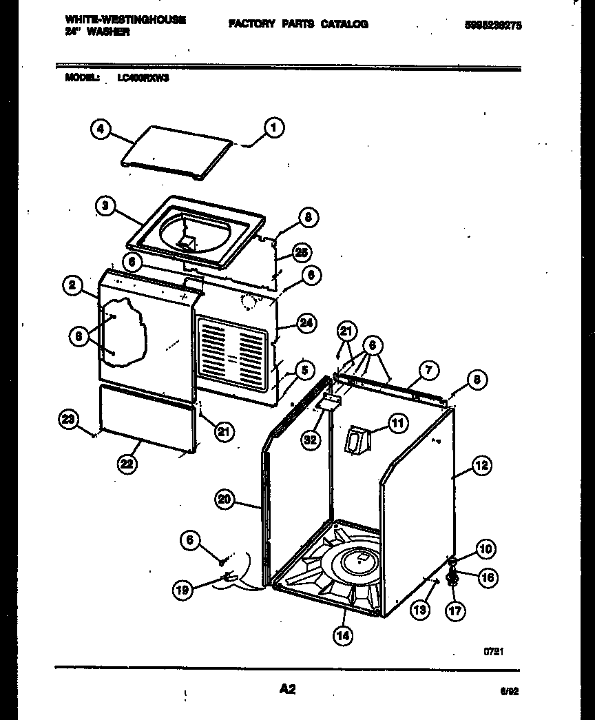 White-Westinghouse LC400RXD3 cabinet parts diagram
