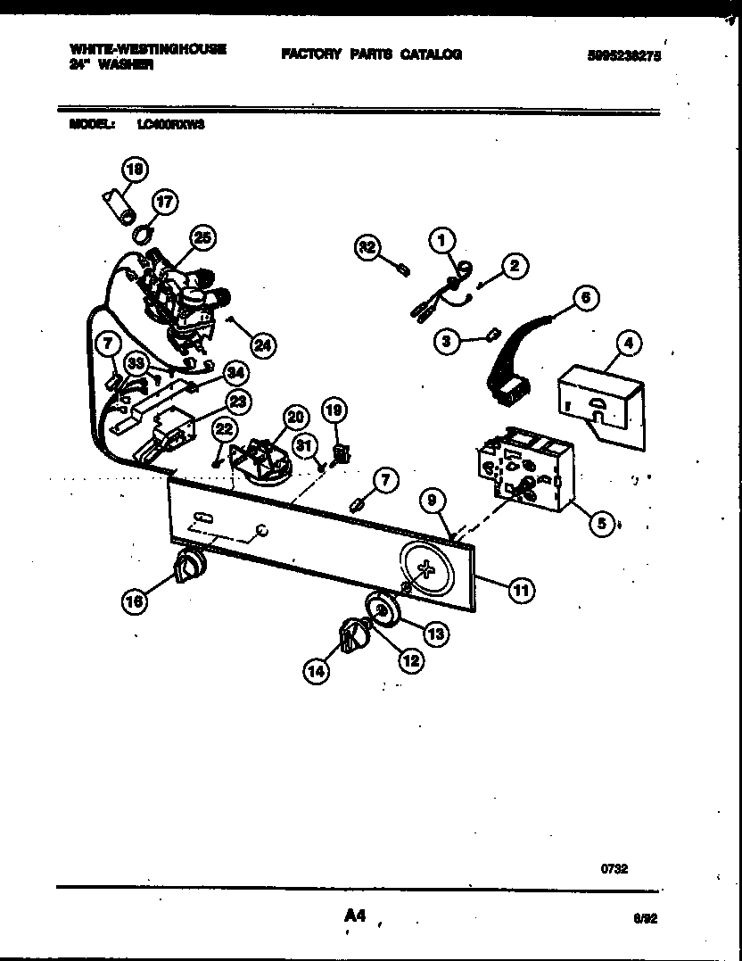 White-Westinghouse LC400RXD3 console and control parts diagram