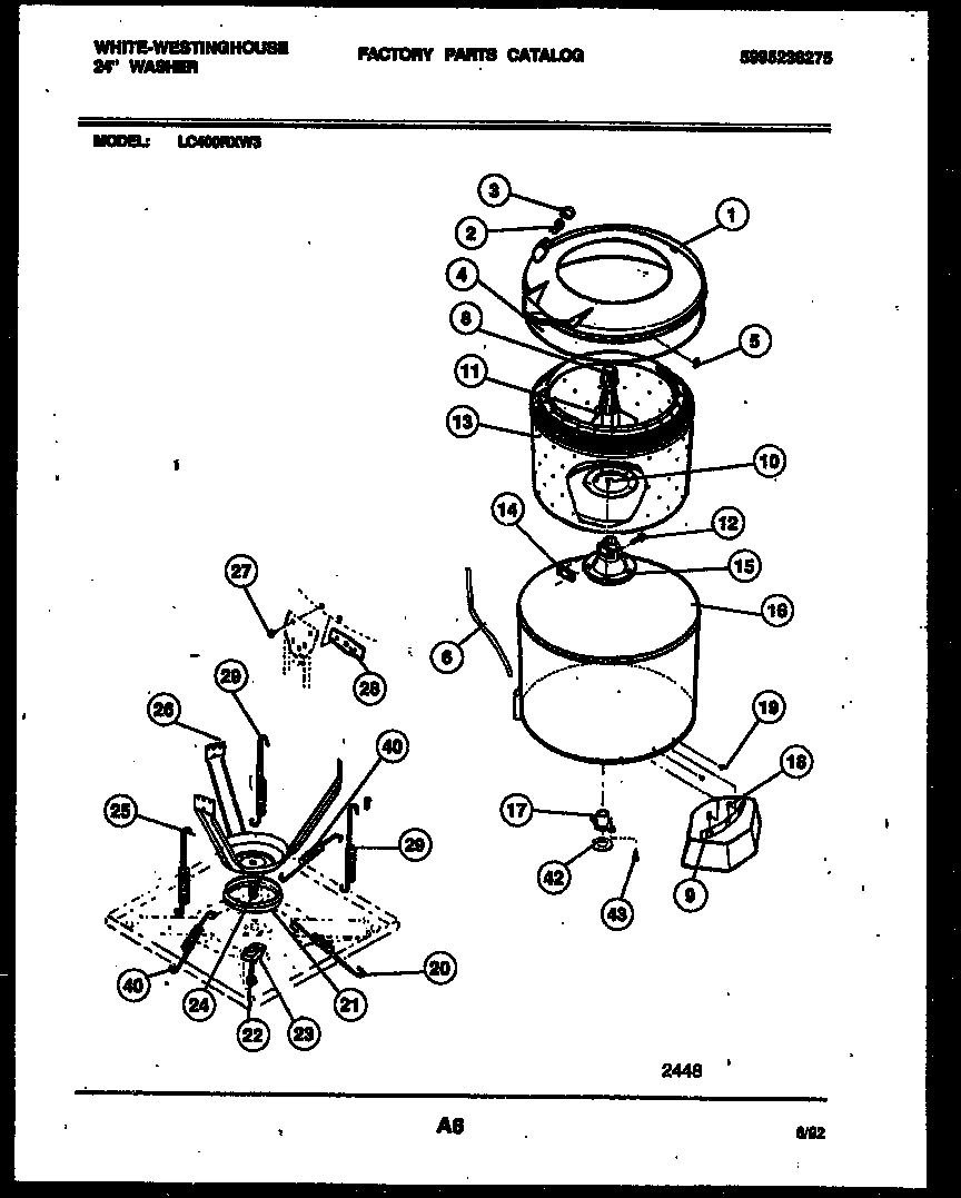 White-Westinghouse LC400RXD3 tub detail diagram