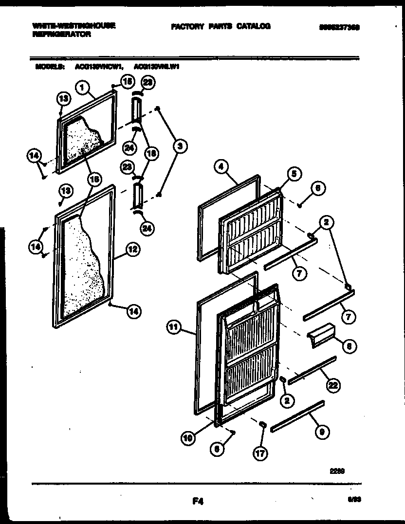 White-Westinghouse ACG130VNCD1 door parts diagram