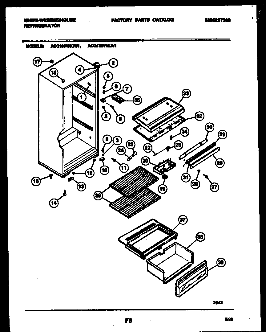 White-Westinghouse ACG130VNCD1 cabinet parts diagram