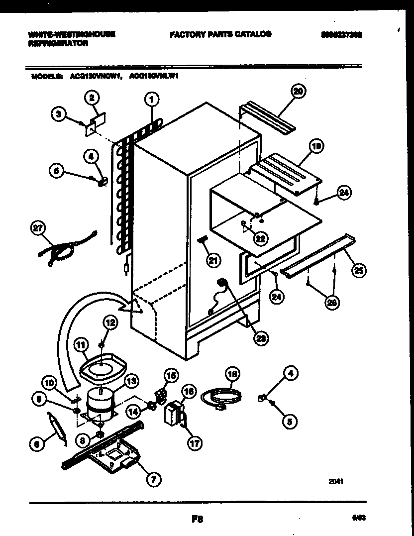 White-Westinghouse ACG130VNCD1 system and automatic defrost parts diagram