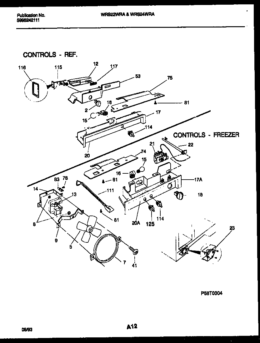 White-Westinghouse WRS24WRAW1 refrigerator control assembly, damper control assembly and f diagram