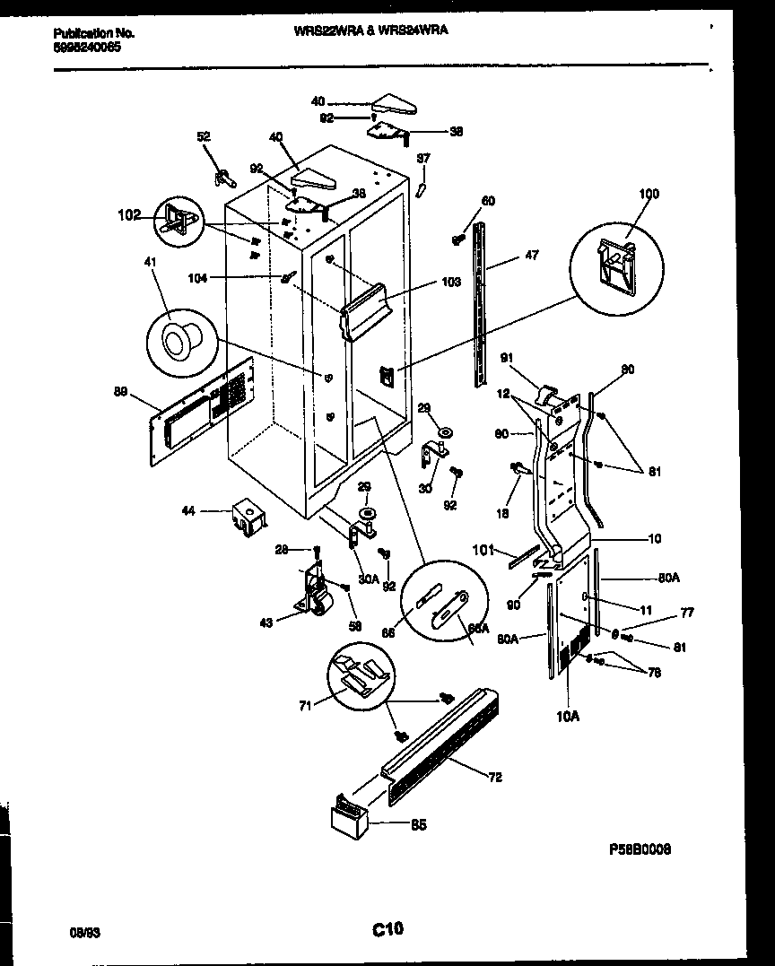 White-Westinghouse WRS22WRAD0 cabinet parts diagram