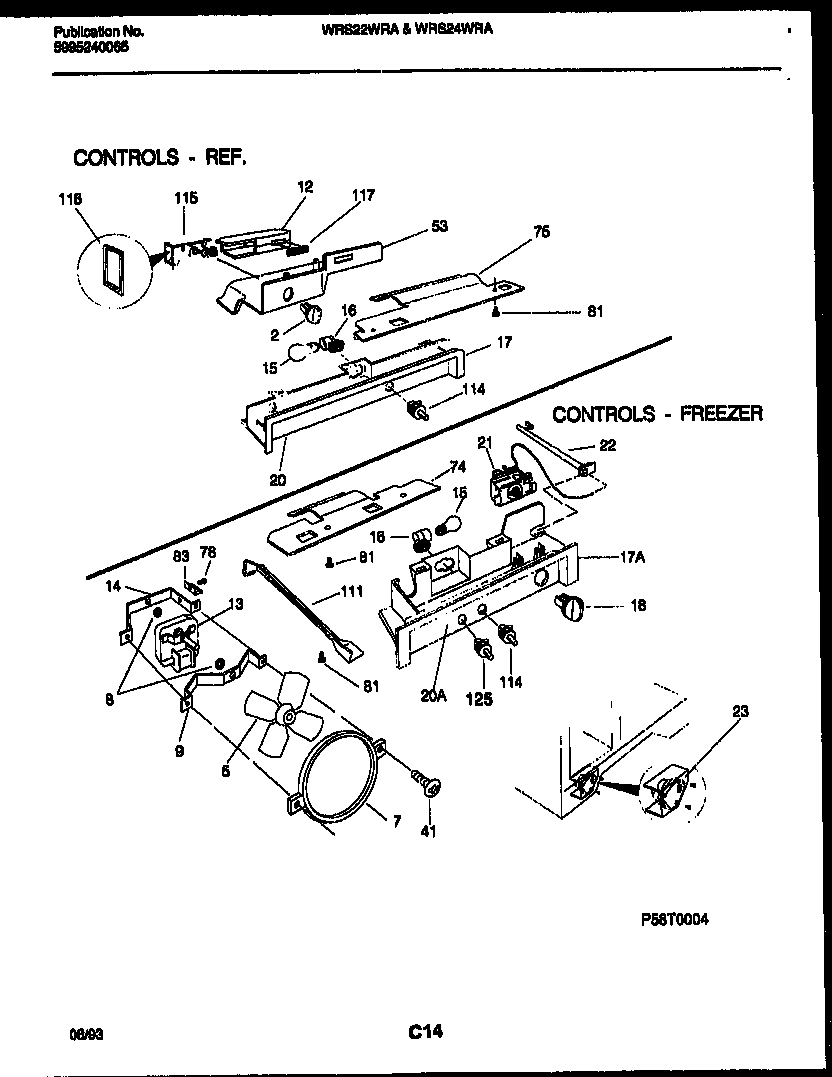 White-Westinghouse WRS22WRAD0 refrigerator control assembly, damper control assembly and f diagram