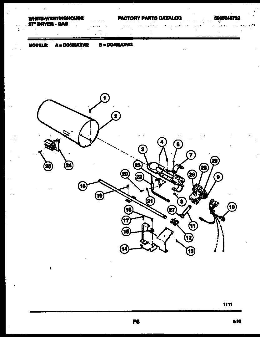 White-Westinghouse DG650AXD2 burner, igniter and valve diagram