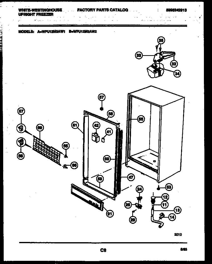 White-Westinghouse WFU12M3AW1 cabinet parts diagram