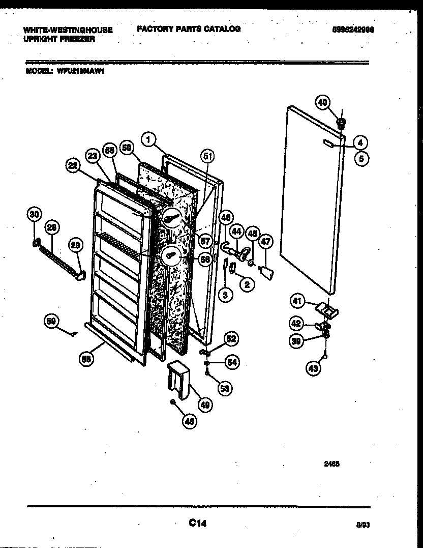 White-Westinghouse WFU21M4AW1 door parts diagram