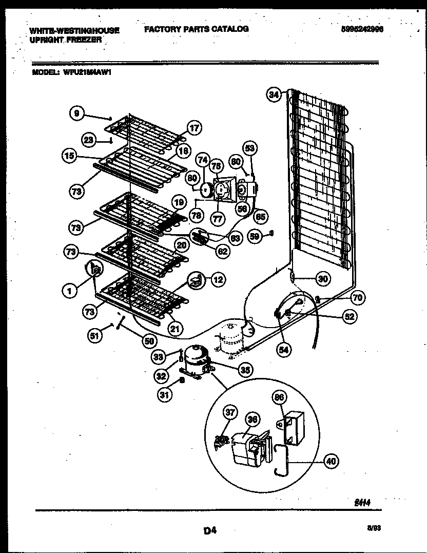 White-Westinghouse WFU21M4AW1 system and electrical parts diagram