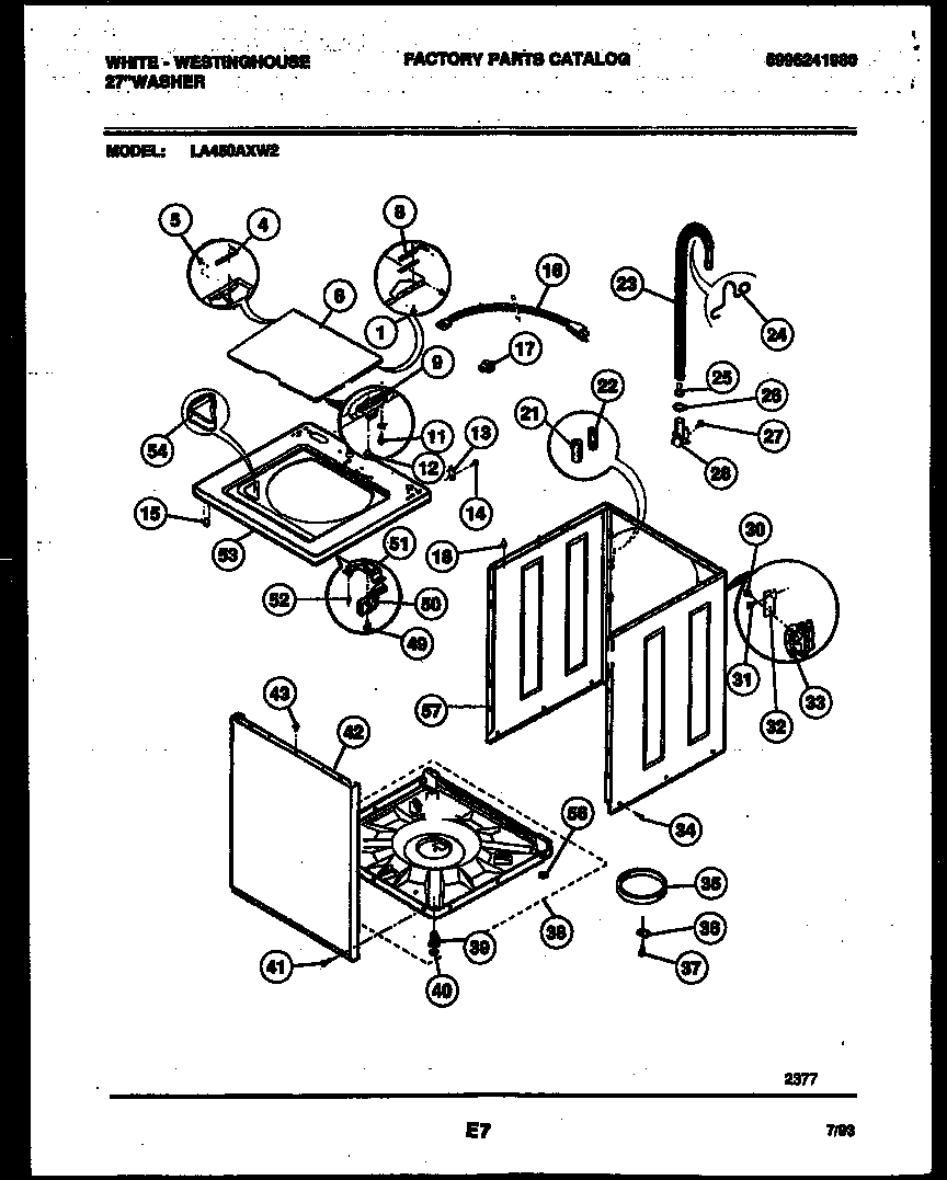 White-Westinghouse LA450AXW2 cabinet parts diagram