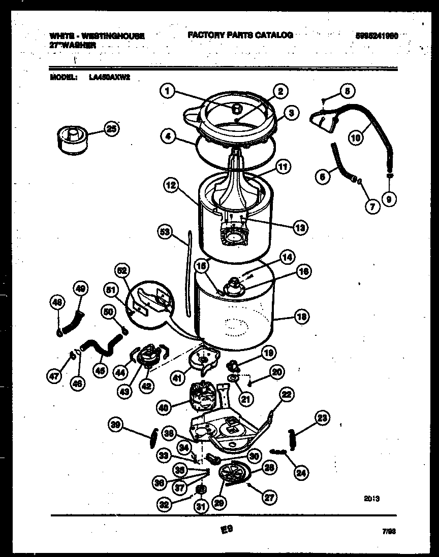 White-Westinghouse LA450AXW2 tub detail diagram