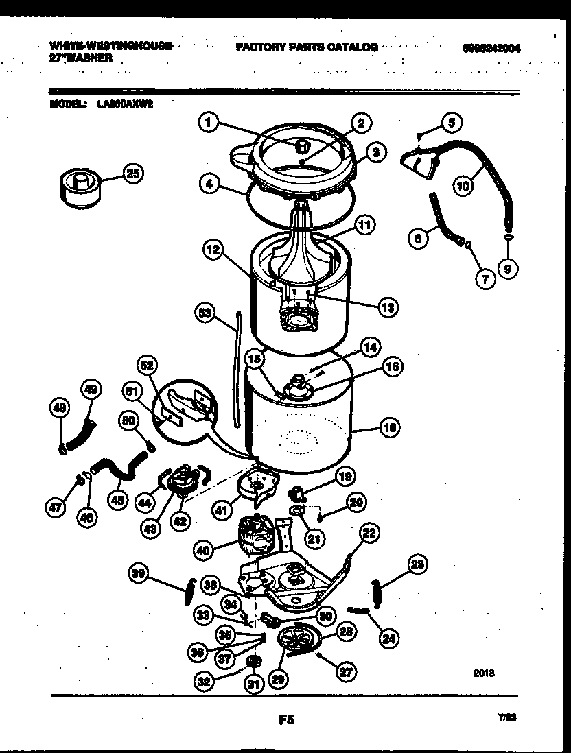 White-Westinghouse LA560AXD2 tub detail diagram