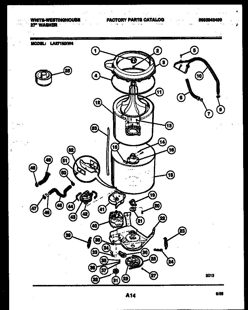 White-Westinghouse LA271MXW4 tub detail diagram