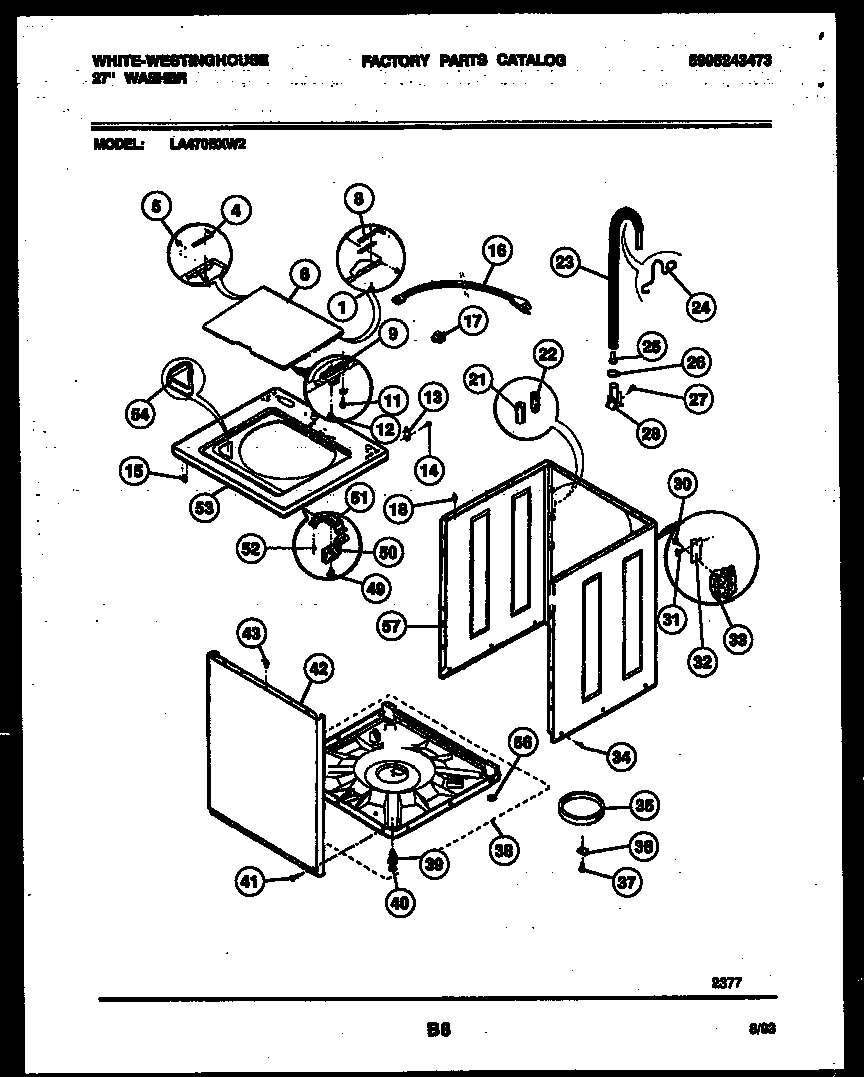 White-Westinghouse LA470BXW2 cabinet parts diagram