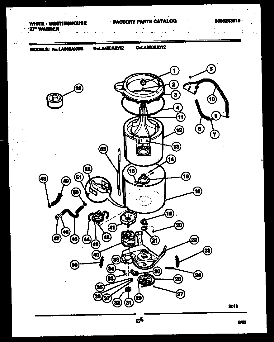 White-Westinghouse LA300AXW2 tub detail diagram