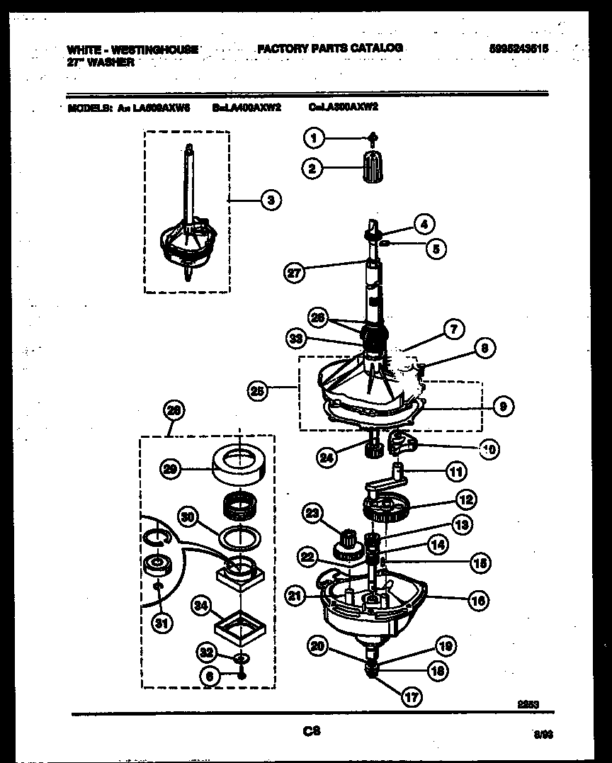 White-Westinghouse LA300AXW2 transmission parts diagram