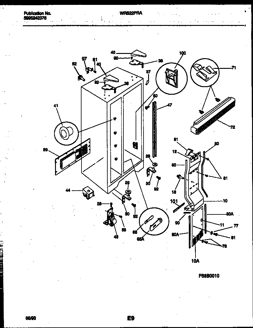 White-Westinghouse WRS22PRAW0 cabinet parts diagram
