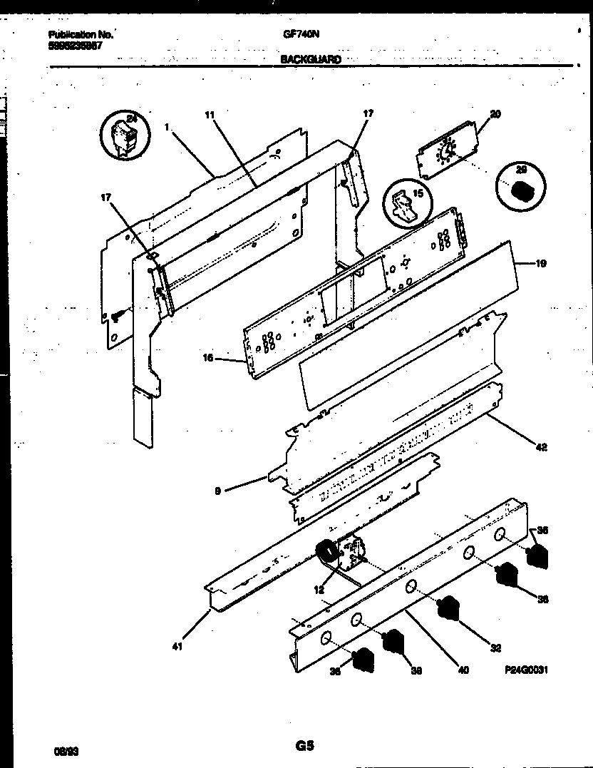 White-Westinghouse GF740ND7 backguard diagram