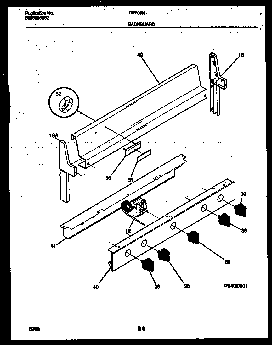 White-Westinghouse GF600ND8 backguard diagram